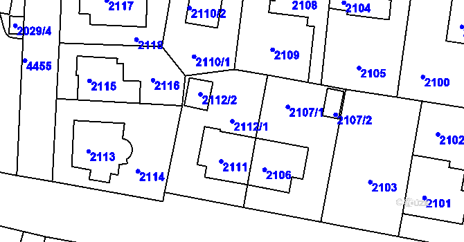 Parcela st. 2112/1 v KÚ Strašnice, Katastrální mapa