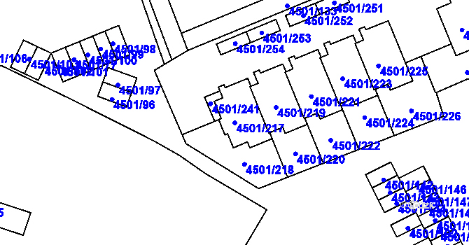 Parcela st. 4501/217 v KÚ Strašnice, Katastrální mapa