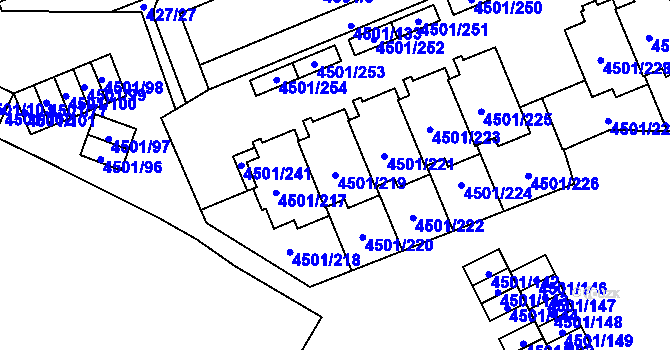 Parcela st. 4501/219 v KÚ Strašnice, Katastrální mapa