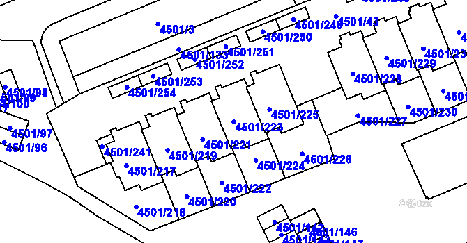 Parcela st. 4501/223 v KÚ Strašnice, Katastrální mapa