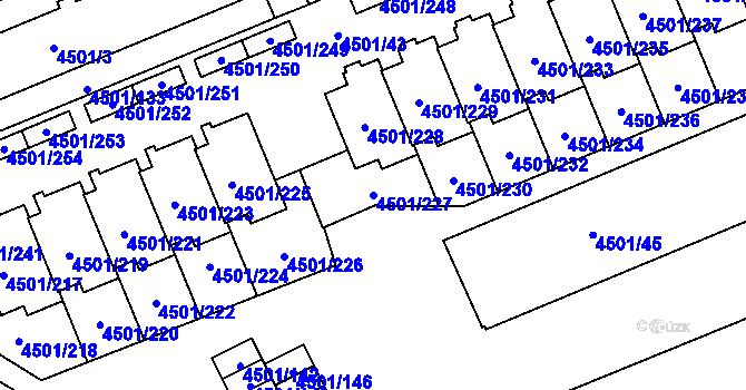 Parcela st. 4501/227 v KÚ Strašnice, Katastrální mapa