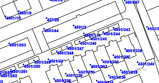 Parcela st. 4501/246 v KÚ Strašnice, Katastrální mapa