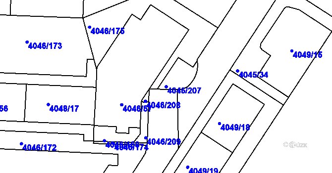 Parcela st. 4046/207 v KÚ Strašnice, Katastrální mapa