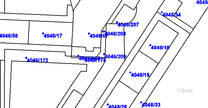 Parcela st. 4046/209 v KÚ Strašnice, Katastrální mapa
