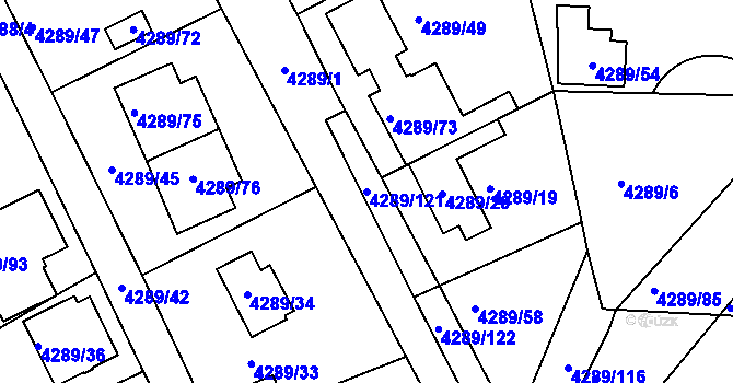 Parcela st. 4289/121 v KÚ Strašnice, Katastrální mapa