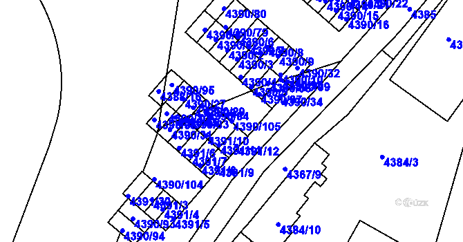 Parcela st. 4390/105 v KÚ Strašnice, Katastrální mapa