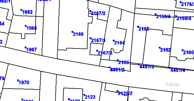 Parcela st. 2167/3 v KÚ Strašnice, Katastrální mapa