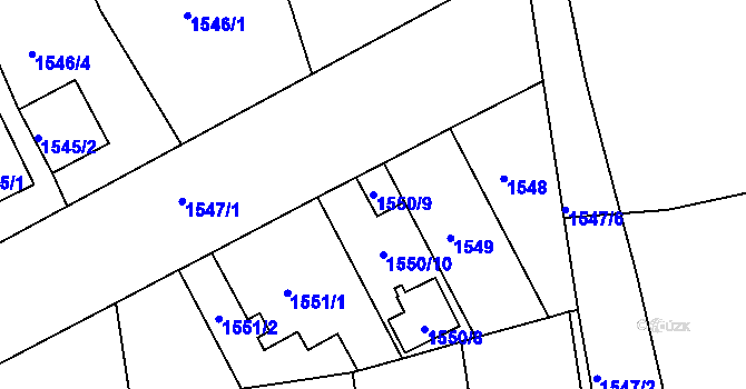 Parcela st. 1550/9 v KÚ Strašnice, Katastrální mapa