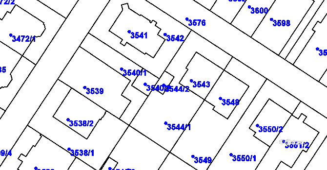 Parcela st. 3544/2 v KÚ Strašnice, Katastrální mapa