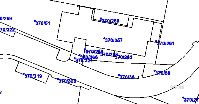 Parcela st. 370/258 v KÚ Hostivař, Katastrální mapa
