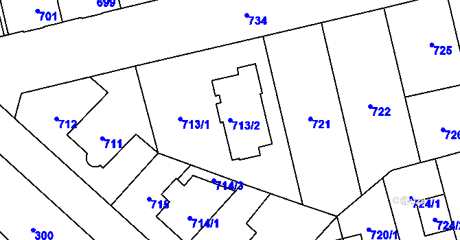 Parcela st. 713/2 v KÚ Hostivař, Katastrální mapa