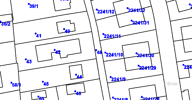 Parcela st. 48 v KÚ Hostivař, Katastrální mapa