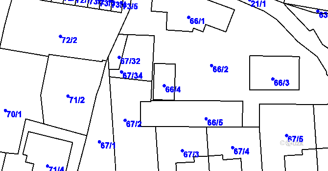 Parcela st. 66/4 v KÚ Hostivař, Katastrální mapa
