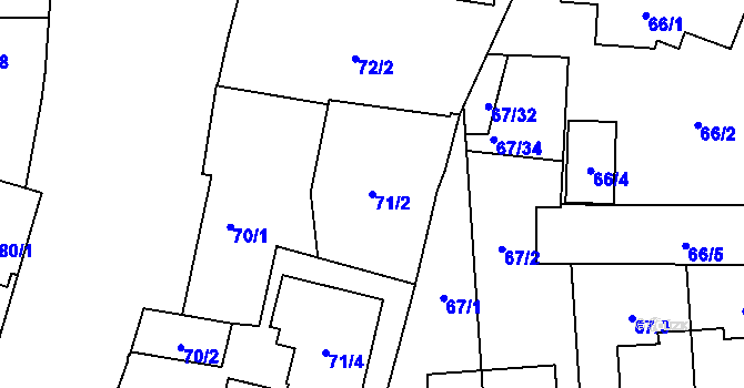 Parcela st. 71/2 v KÚ Hostivař, Katastrální mapa