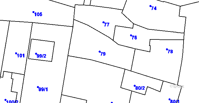 Parcela st. 79 v KÚ Hostivař, Katastrální mapa