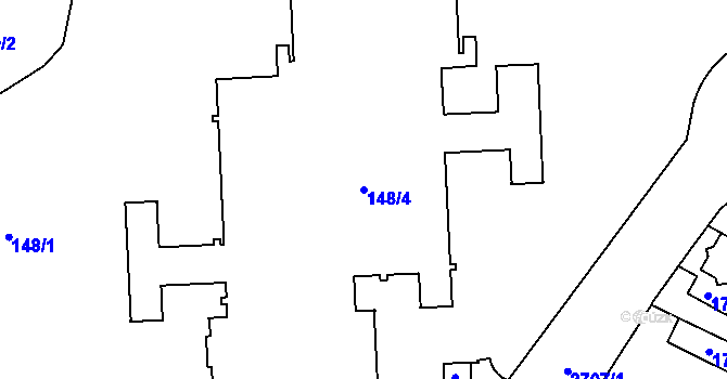 Parcela st. 148/4 v KÚ Hostivař, Katastrální mapa