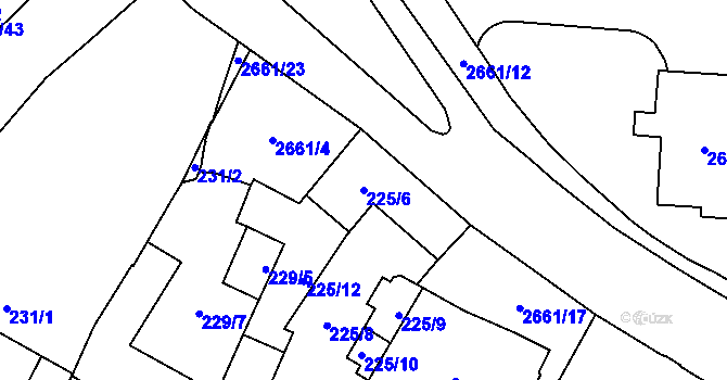 Parcela st. 225/6 v KÚ Hostivař, Katastrální mapa