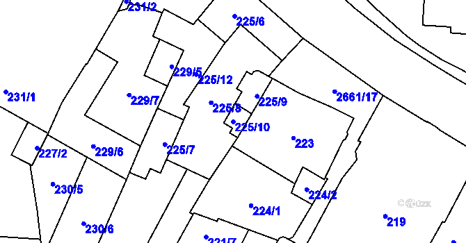 Parcela st. 225/10 v KÚ Hostivař, Katastrální mapa