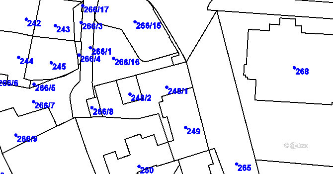 Parcela st. 248/1 v KÚ Hostivař, Katastrální mapa