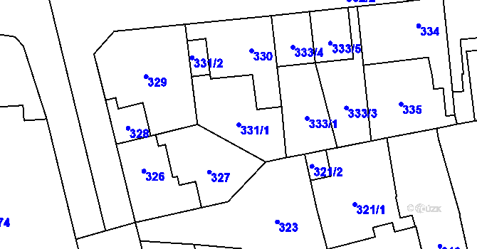 Parcela st. 331/1 v KÚ Hostivař, Katastrální mapa