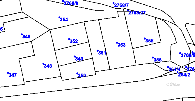 Parcela st. 351 v KÚ Hostivař, Katastrální mapa