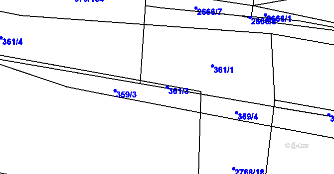 Parcela st. 361/3 v KÚ Hostivař, Katastrální mapa