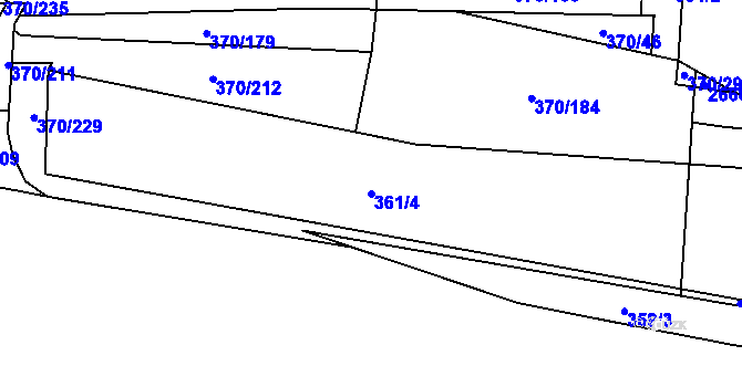 Parcela st. 361/4 v KÚ Hostivař, Katastrální mapa