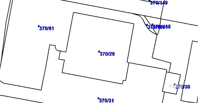 Parcela st. 370/29 v KÚ Hostivař, Katastrální mapa