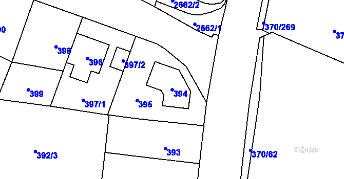 Parcela st. 394 v KÚ Hostivař, Katastrální mapa