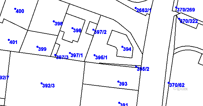Parcela st. 395 v KÚ Hostivař, Katastrální mapa