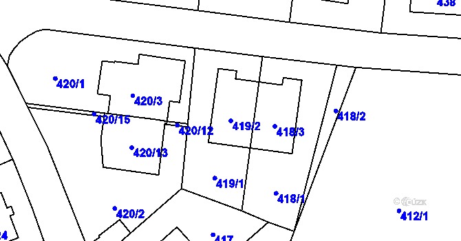 Parcela st. 419/2 v KÚ Hostivař, Katastrální mapa