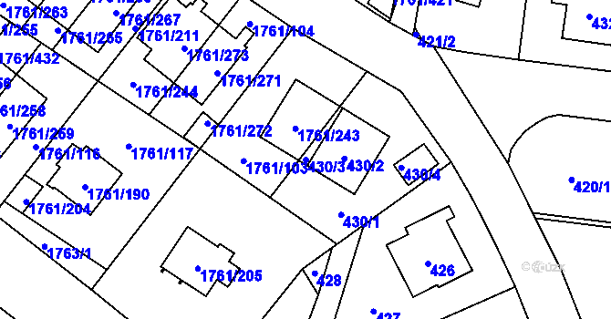 Parcela st. 430/3 v KÚ Hostivař, Katastrální mapa