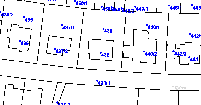 Parcela st. 438 v KÚ Hostivař, Katastrální mapa