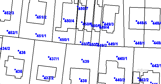 Parcela st. 450/2 v KÚ Hostivař, Katastrální mapa