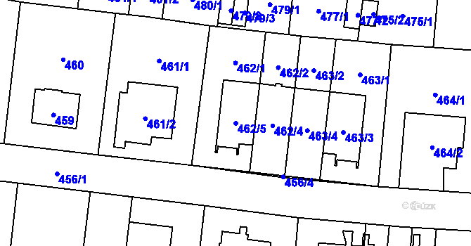 Parcela st. 462/5 v KÚ Hostivař, Katastrální mapa