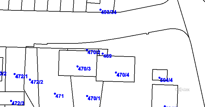 Parcela st. 469 v KÚ Hostivař, Katastrální mapa