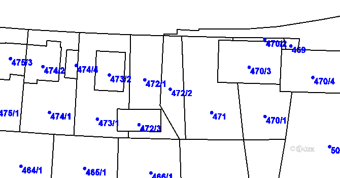 Parcela st. 472/2 v KÚ Hostivař, Katastrální mapa