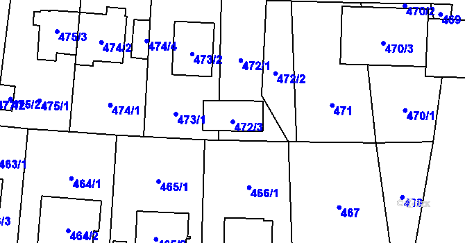 Parcela st. 472/3 v KÚ Hostivař, Katastrální mapa