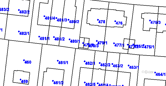 Parcela st. 479/2 v KÚ Hostivař, Katastrální mapa