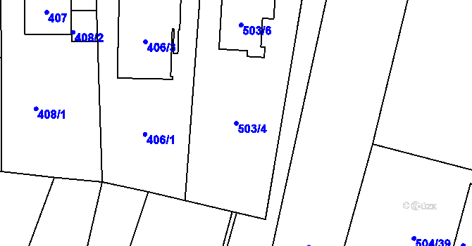 Parcela st. 503/4 v KÚ Hostivař, Katastrální mapa