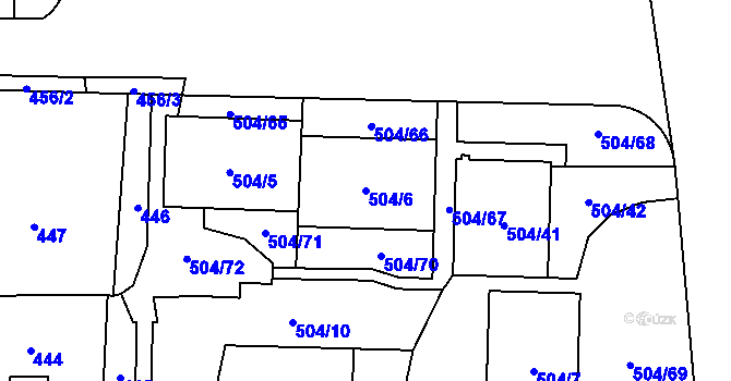 Parcela st. 504/6 v KÚ Hostivař, Katastrální mapa