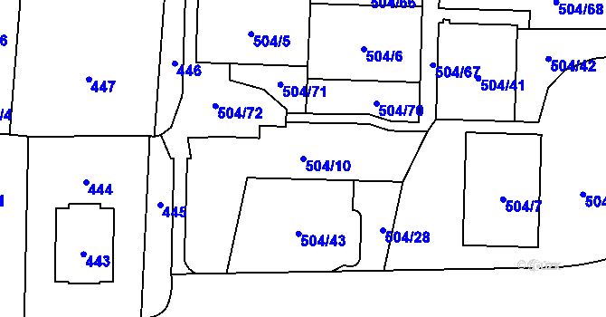 Parcela st. 504/10 v KÚ Hostivař, Katastrální mapa
