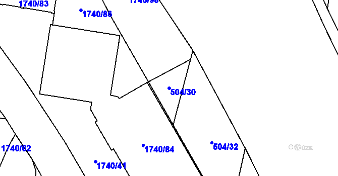 Parcela st. 504/30 v KÚ Hostivař, Katastrální mapa