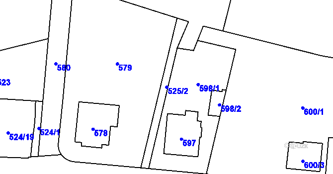 Parcela st. 525/2 v KÚ Hostivař, Katastrální mapa