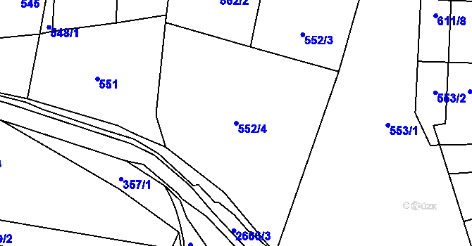 Parcela st. 552/4 v KÚ Hostivař, Katastrální mapa