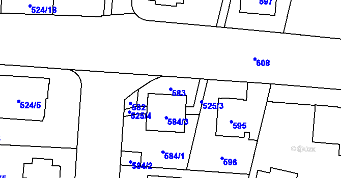 Parcela st. 583 v KÚ Hostivař, Katastrální mapa