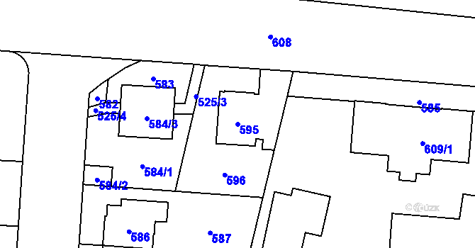 Parcela st. 595 v KÚ Hostivař, Katastrální mapa