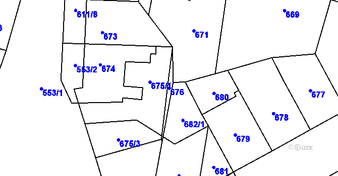 Parcela st. 676 v KÚ Hostivař, Katastrální mapa