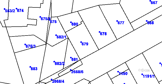 Parcela st. 679 v KÚ Hostivař, Katastrální mapa