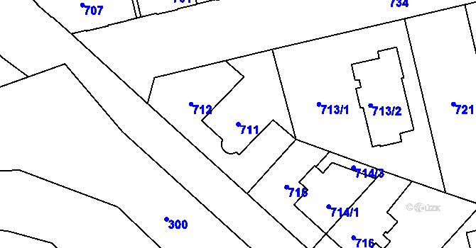 Parcela st. 711 v KÚ Hostivař, Katastrální mapa